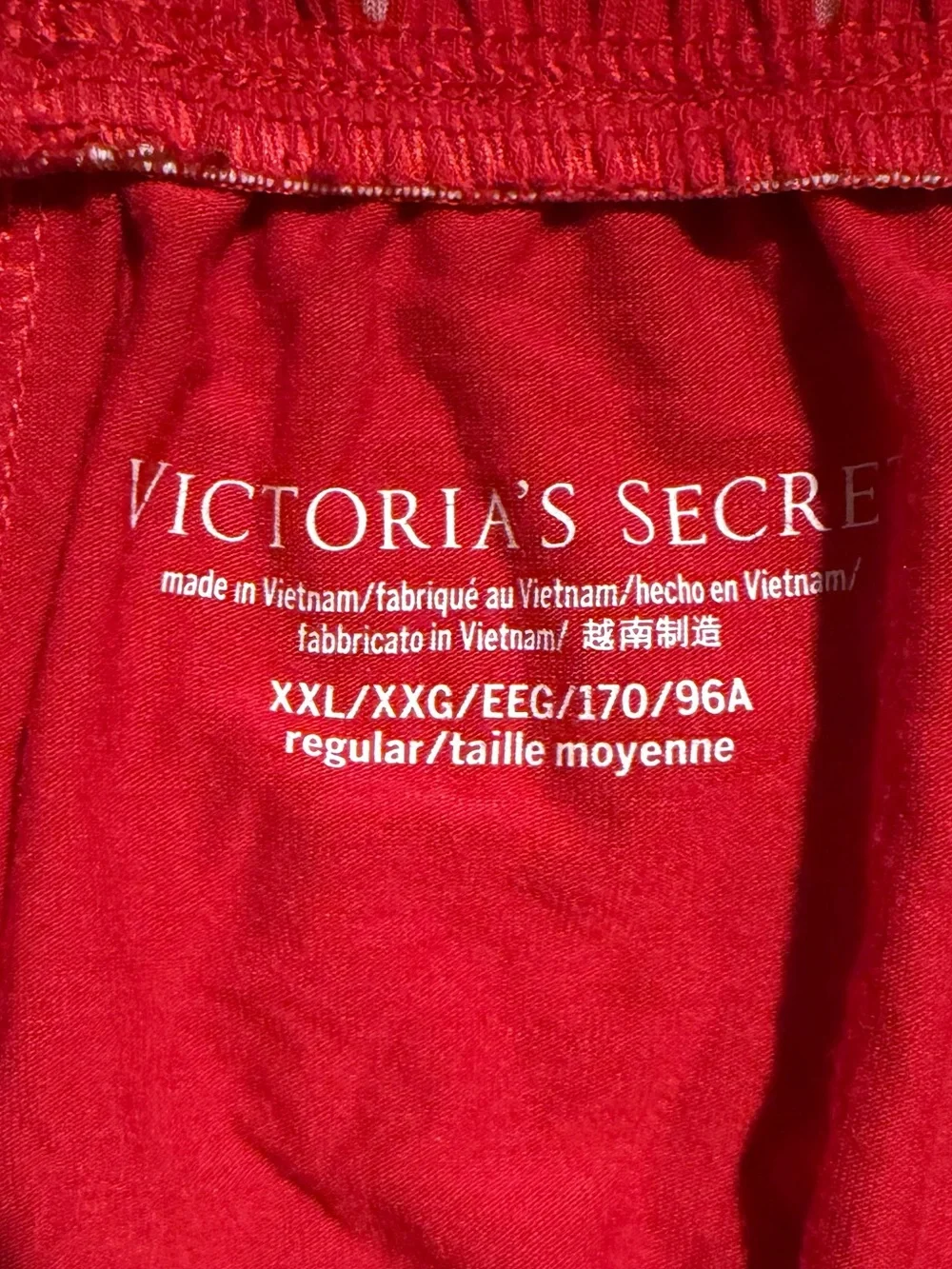 Victoria's Secret red wide leg pajama pants with small white polka dots